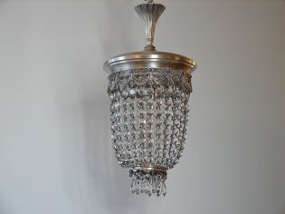 Kryształowa posrebrzana lampa