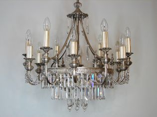 Ekskluzywny  posrebrzany żyrandol