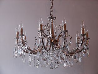 Żyrandol niklowany z kryształami